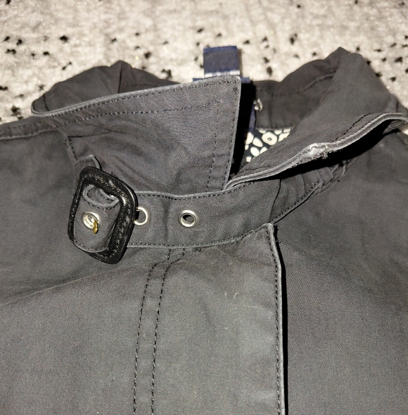 Gap Vintage 2003 Black Cotton Mac Trench Coat - Mod Floral Lining - Size M - Picture 11 of 16